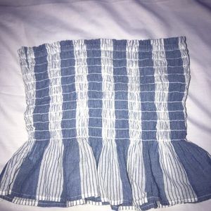 Blue and white tube top; SUPER CUTE!